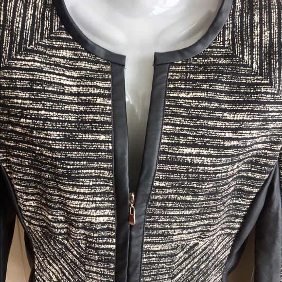 FINAL SALE- Fitted Jacket with faux leather trim - Picture 5 of 7
